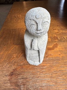 lot 18 image: Carved Stone 8 Jizo Buddha Statue with Praying Hands