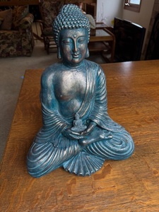lot 21 image: Large Decorative Buddha Statue with Small Buddha Figure