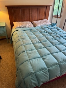 lot 41 image: Queen Size Wooden Bed Frame with Headboard and Mattress