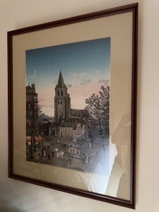 lot 59 image: Framed Michel Delacroix Paris Street Scene Print