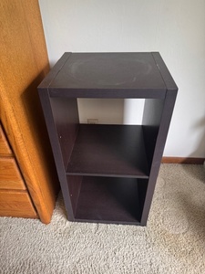 lot 61 image: 2-Shelf Dark Wood Storage Cube Organizer