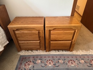 lot 71 image: Pair of Oak Two-Drawer Nightstands