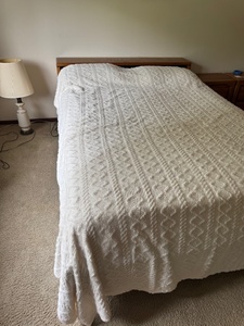lot 73 image: Queen Size Wood Bed Frame with Bookshelf Headboard