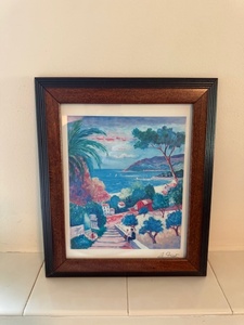 lot 106 image: Framed Signed Coastal Landscape Print by J Giot