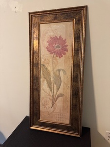lot 135 image: Framed Floral Wall Art with Gold Frame