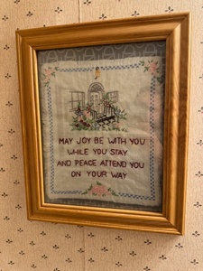 lot 144 image: Framed Vintage Embroidered Sampler Wall Art