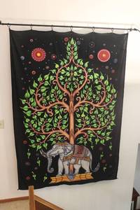 lot 7 image: Colorful Tree of Life Wall Hanging with Elephant Design