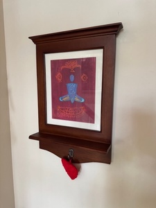 lot 153 image: Framed Signed Artwork by Sudatta Kundu with Shelf and Hook