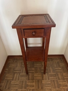 lot 156 image: Wood Side Table with Drawer and Lower Shelf