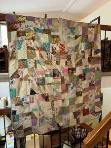 lot 205 image: Handmade Patchwork Quilt with Assorted Vintage Fabrics