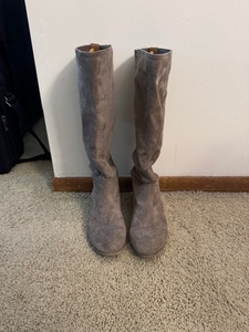 lot 209 image: Pair of Taupe Suede Tall Boots Size 7.5