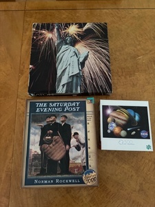 lot 213 image: Collection of 3 Jigsaw Puzzles Statue of Liberty, Saturday Evening Post, Planets NASA