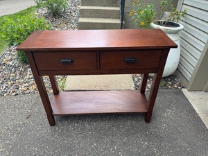 lot 222 image: Wood Sofa Table with Two Drawers and Lower Shelf