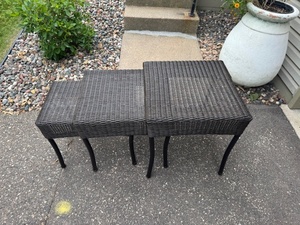 lot 224 image: Set of 3 Wicker Nesting Outdoor Patio Tables