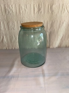 lot 240 image: Large Green Glass Storage Jar with Cork Lid