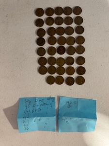 lot A-78 image: Collection of 36 Wheat Pennies 1940s Including 1946 S, 1945 D, 1944 D S