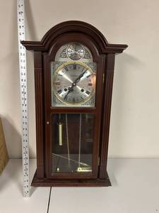 lot 879 image: Waltham Pendulum Wall Clock with Tempus Fugit Emblem