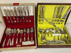 lot 900 image: Vintage Silver-Plated Flatware Sets - Deerfield & Mixed