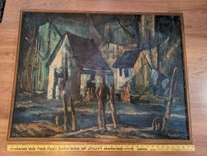 lot 13 image: Framed Original Oil Painting Signed Carnes Rural Landscape Scene