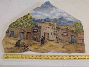 lot 79 image: Goldie Ruark Original Southwestern Adobe Art on Stone