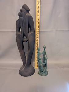 lot 84 image: Pair of Modern Abstract Family Sculptures Resin and Metal