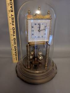 lot 90 image: Kundo Anniversary Clock with Glass Dome and Metal Base