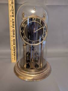 lot 152 image: Vintage Kundo Anniversary Glass Dome Mantel Clock