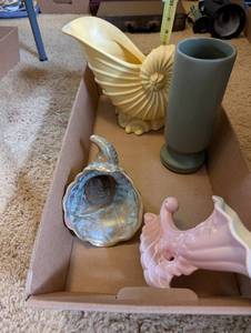 lot 169 image: Set of 4 Vintage Ceramic Vases and Planters Varied Shapes and Colors