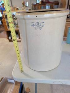 lot 242 image: Antique 10 Gallon Stoneware Crock with Crown Marking