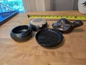 lot 354 image: Collection of Southwest Pottery Items Including Turtle Figurine and Ashtray