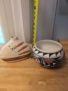 lot 360 image: Pair of Handcrafted Southwestern Style Pottery Vessels