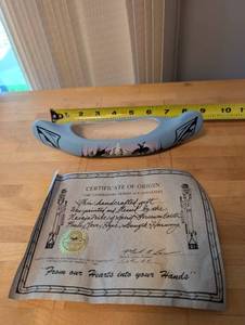 lot 361 image: Hand-Painted Navajo Pottery Canoe with Certificate of Origin