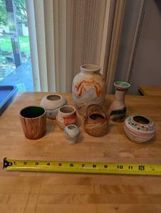 lot 369 image: Set of 8 Southwest Style Miniature Pottery Vases