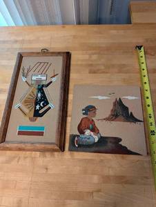 lot 372 image: Set of 2 Southwestern Sand Art Wall Hangings