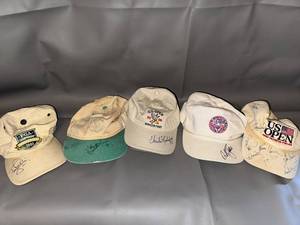 lot 95 image: Collection of 5 Autographed Golf Tournament Hats