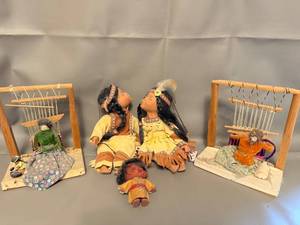 lot 105 image: Collection of Native American Dolls and Handcrafted Weaving Figures