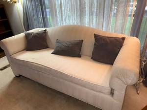 lot 135 image: Hickory Kay Lyn Upholstered Sofa with Three Pillows