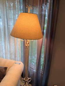 lot 138 image: Vintage Metal Floor Lamp with Fabric Shade