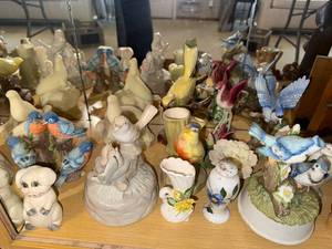 lot 183 image: Collection of Ceramic and Porcelain Bird Figurines and Miniature Vases