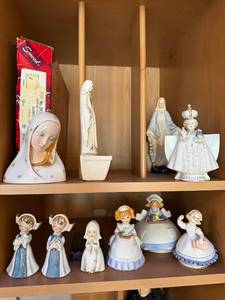 lot 196 image: Set of Vintage Religious Porcelain Figurines and Holy Water Fonts