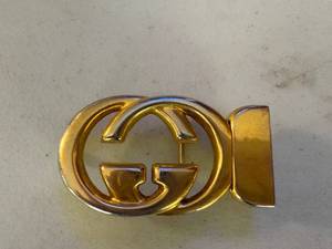 lot 219 image: Gucci Italy Gold-Tone GG Logo Belt Buckle