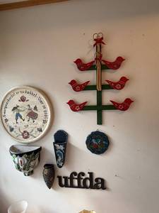 lot 226 image: Scandinavian Wall Decor Collection with Hand-Painted Accents and Wood Art