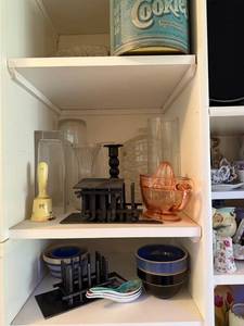 lot 234 image: Mixed Glassware and Kitchenware Collection with Vases, Mugs, and Citrus Juicer