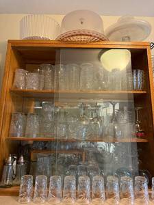lot 238 image: Collection of Vintage Glassware Including Tumblers, Goblets, and Serving Pieces