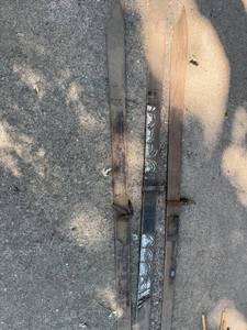 lot 403 image: Set of 3 Vintage Wooden Skis with Leather Straps