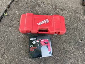 lot 436 image: Tool Shop 12 Inch Hammer Drill and Milwaukee Sawzall Reciprocating Saw Set