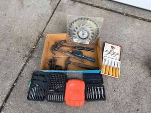 lot 437 image: Mixed Hand Tool and Bit Set with Hammers, Drill Bits, and Wood Carving Tools