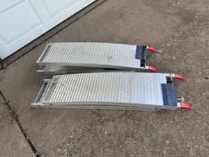 lot 445 image: Pair of Aluminum Folding Loading Ramps, 500 lb Capacity Each