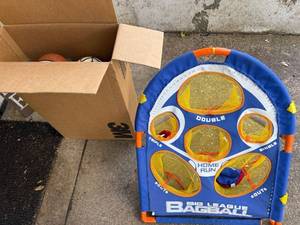 lot 456 image: Big League Bagball Game with Sports Balls and Toy Bats Set