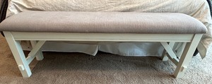 lot 105 image: Powell Upholstered Entryway Bench with Light Gray Cushion